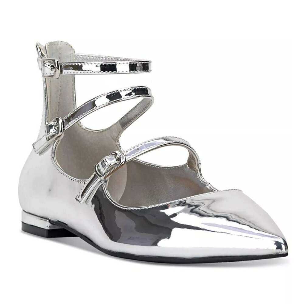 I.N.C. International Concepts Valan Silver Triple Straps Flats Size 7.5 MSRP $80